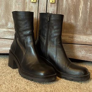 Steve Madden NALA BLACK LEATHER mid-calf boots size 39/8.5
